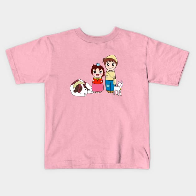 Kokeshis Heidi and Peter Kids T-Shirt by Pendientera